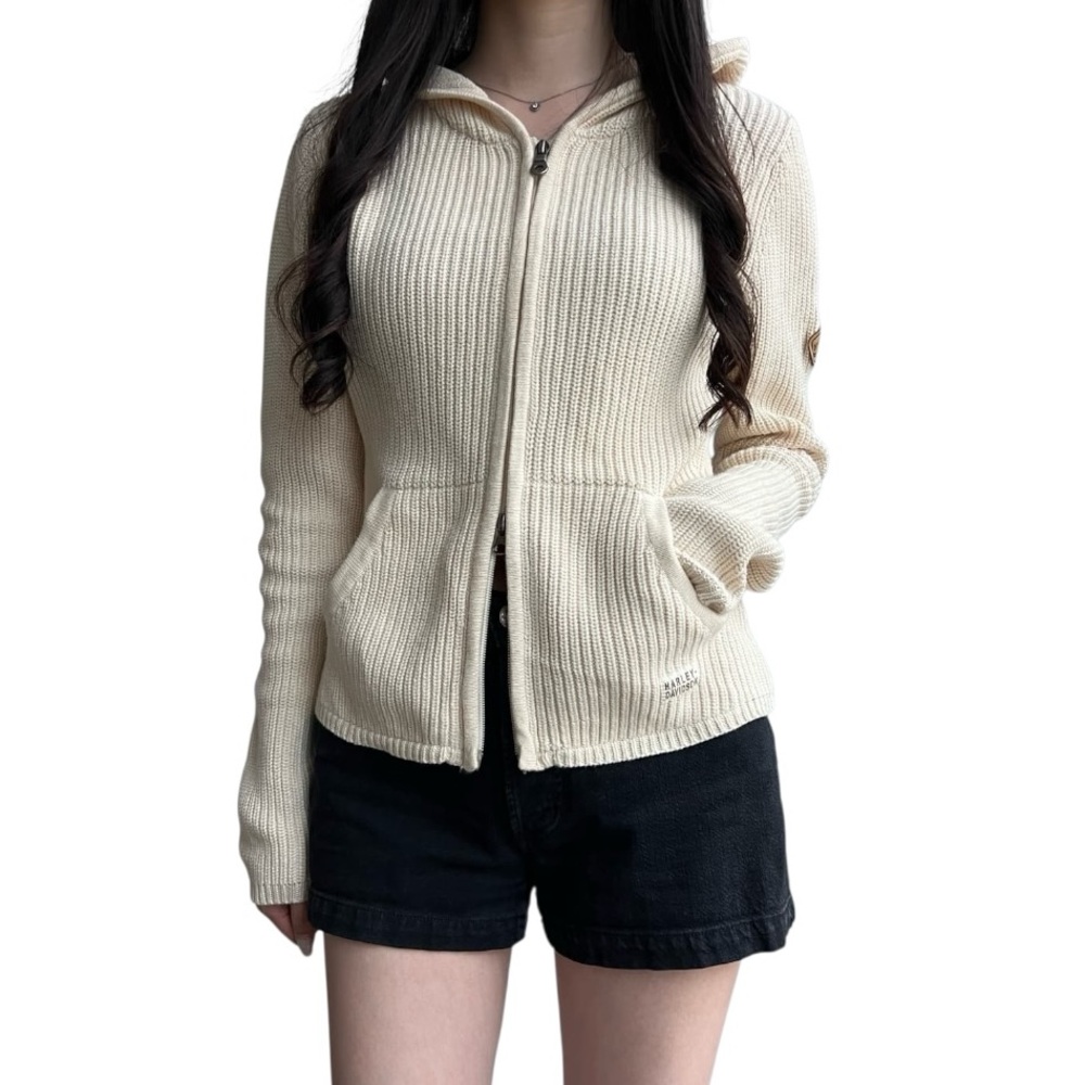 Harley-Davidson Women's Off-White Cardigan Size L Cream Color